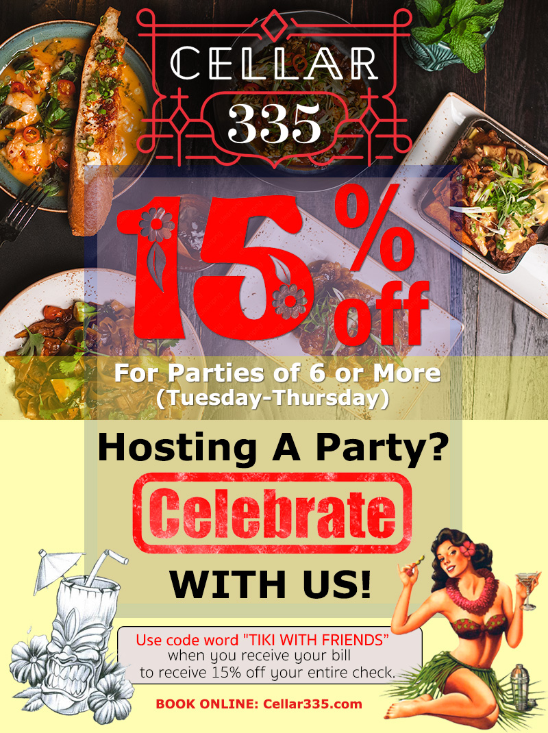 Large Parties Reservation 15% off Jersey City Cellar 335 NJ