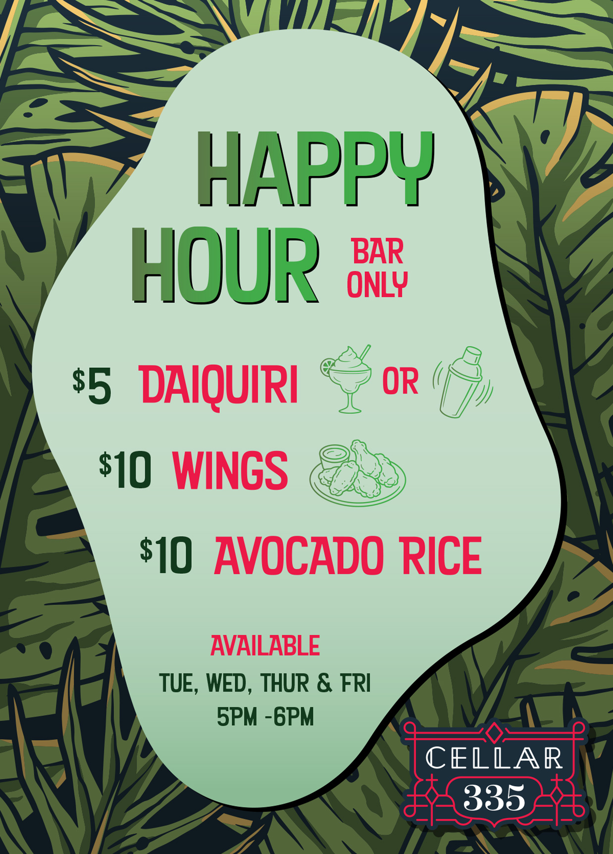 Cellar 335 Happy Hour Promo Jersey City New Jersey